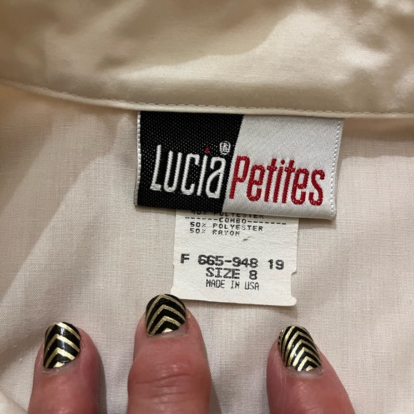 Vintage Ivory Monochromatic High Waisted Pants & Lace Ruffled Blouse Outfit - Picture 3 of 7